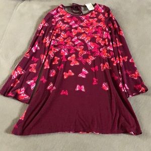 Justice Tunic Dress‎ Girls Size 10 Red Purple Butterflies NWT